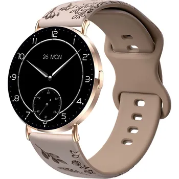 Chytré hodinky Madvell Elori pudrová zlatá s silikonovým řemínkem pampeliška