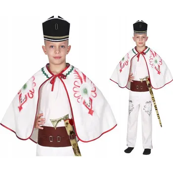 Karnevalový kostým KOSTÝM GÓRAL ZBOJNÍK KALHOTY PLÁŠTĚNKA PAS 116-128