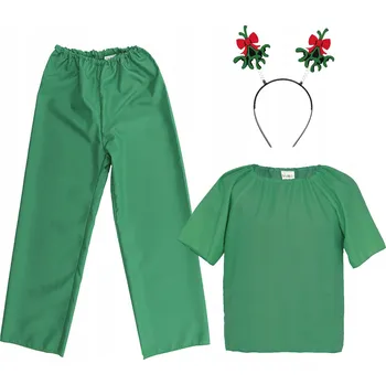 Karnevalový kostým KOSTÝM JMELÍ VÁNOČNÍ KOSTÝM PŘEVLEK PRO DĚTI 146-158 3dílný