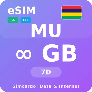 SIM karta Mauricius Neomezený Mobilní Internet - eSIM 7 dní datová SIM karta