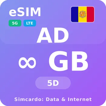 SIM karta Andorra Neomezený Mobilní Internet - eSIM 5 dní datová SIM karta (esims_ULP_3D_ZM_V2)