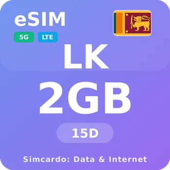 SIM karta Srí Lanka Mobilní Internet - eSIM 2GB 15 dní datová SIM karta