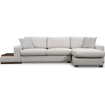 Sedací souprava Rohová sedací souprava Loop 312 cm s odkládacím stolkem béžová pravá