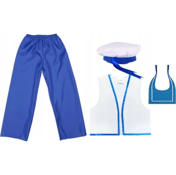 Karnevalový kostým KOSTÝM NÁMOŘNÍK KALHOTY ČEPICE LÍMEC 98-110 4e