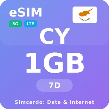 SIM karta Kypr Mobilní Internet - eSIM 1GB 7 dní datová SIM karta
