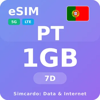 SIM karta Portugalsko Mobilní Internet - eSIM 1GB 7 dní datová SIM karta