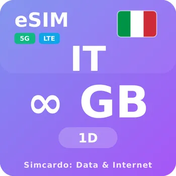 SIM karta Itálie Neomezený Mobilní Internet - eSIM 1 dní datová SIM karta