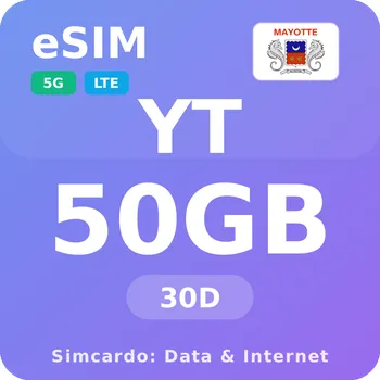SIM karta Mayotte Mobilní Internet - eSIM 50GB 30 dní datová SIM karta