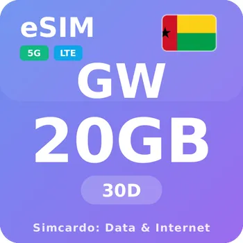 SIM karta Guinea-Bissau Mobilní Internet - eSIM 20GB 30 dní datová SIM karta