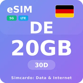 SIM karta Německo Mobilní Internet - eSIM 20GB 30 dní datová SIM karta