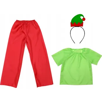 Karnevalový kostým KOSTÝM ELF SKŘÍTEK KALHOTY ČELENKA HALENKA 116-128 4e