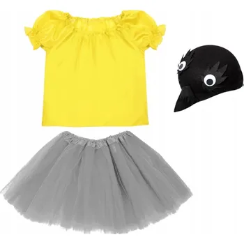 Karnevalový kostým KOSTÝM SÝKORKA PTAČÍ KOSTÝM PLES JARO SUKNĚ ČEPICE 98-110 3 díly