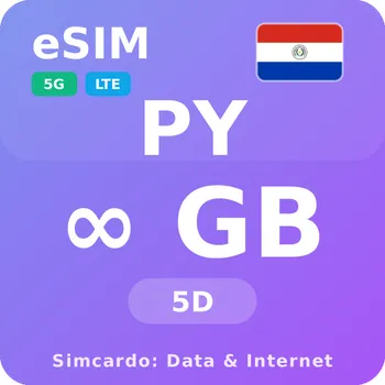 SIM karta Paraguay Neomezený Mobilní Internet - eSIM 5 dní datová SIM karta