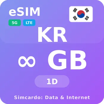 SIM karta Jižní Korea Neomezený Mobilní Internet - eSIM 1 dní datová SIM karta