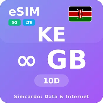 SIM karta Keňa Neomezený Mobilní Internet - eSIM 10 dní datová SIM karta (esims_ULP_10D_JP_V2)