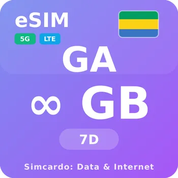 SIM karta Gabon Neomezený Mobilní Internet - eSIM 7 dní datová SIM karta (esims_ULE_7D_FR_V2)
