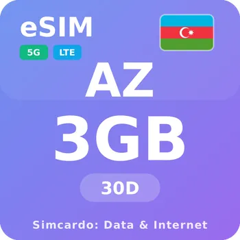 SIM karta Ázerbájdžán Mobilní Internet - eSIM 3GB 30 dní datová SIM karta