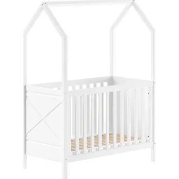 Dětská postýlka Bílá postýlka z borovicového dřeva s nastavitelnou výškou 60x120 cm Scott – Vipack ID_1900482