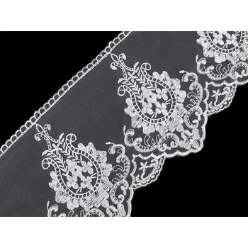 Stuha Vyšívaný prýmek na monofilu šíře 15 cm Varianta: bílá, Balení: 1 m