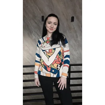 Dámský svetr Svetr Barevné vzory – UNI velikost XS–L, viskózový úplet Velikost: UNI: XS - L Výrazný vzor, měkký úplet, UNI XS–L