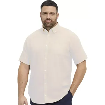 Pánská košile Pánská velká košile s krátkým rukávem hladká s lnem North Latitude 51106-0001 světle krémová (7XL)