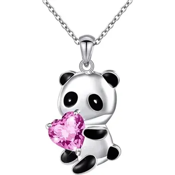 Náhrdelník Lilley Jewelry Náhrdelník panda s růžovým srdíčkem JN278
