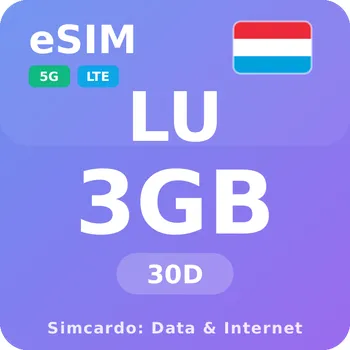 SIM karta Lucembursko Mobilní Internet - eSIM 3GB 30 dní datová SIM karta