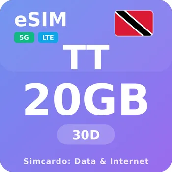 SIM karta Trinidad a Tobago Mobilní Internet - eSIM 20GB 30 dní datová SIM karta