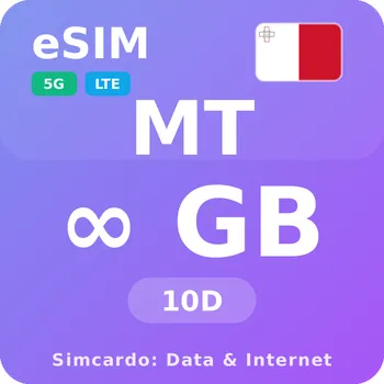 SIM karta Malta Neomezený Mobilní Internet - eSIM 10 dní datová SIM karta
