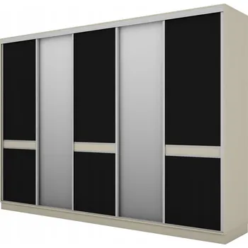 Šatní skříň Skříň eMeblast Posuvná šatní skříň 5D 340 x 244 x 66 cm kašmír skříň se zrcadlem