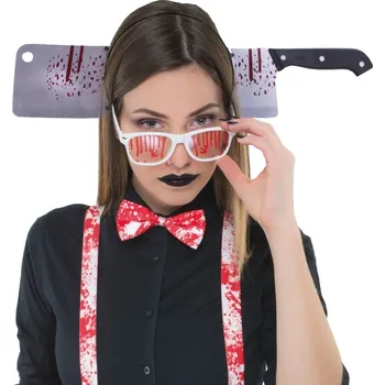 Karnevalový doplněk Čelenka sekáček v hlavě Halloween