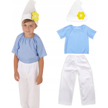 Karnevalový kostým ŠMOULA KOSTÝM Šmoulí sada kostýmů ŠMOULA klobouk s květinou 98-110 5dílná