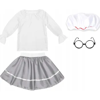 Karnevalový kostým SET BABIČKA KOSTÝM STARÁK BRÝLE ČEPICE KOSTÝM DEN BABIČKY 98-110 4el