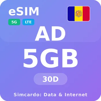 SIM karta Andorra Mobilní Internet - eSIM 5GB 30 dní datová SIM karta