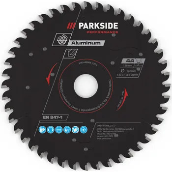 Pilový kotouč PARKSIDE PERFORMANCE® Pilový kotouč, Ø 140 mm (hliník, 44 zubů)
