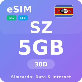 SIM karta Svazijsko Mobilní Internet - eSIM 5GB 30 dní datová SIM karta