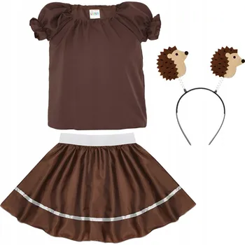 Karnevalový kostým KOSTÝM JEŽEK KOSTÝM JEŽEK SET JEŽEK ČELENKA JEŽEK HNĚDÝ 98-110 3el