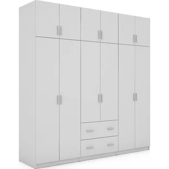 Šatní skříň Skříň eMeblast Bílá 222 cm Otevírací se 2 zásuvkami