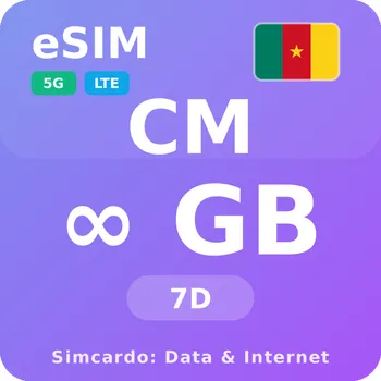 SIM karta Kamerun Neomezený Mobilní Internet - eSIM 7 dní datová SIM karta (esims_ULP_7D_CL_V2)