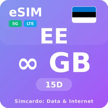 SIM karta Estonsko Neomezený Mobilní Internet - eSIM 15 dní datová SIM karta (esims_ULE_15D_EC_V2)