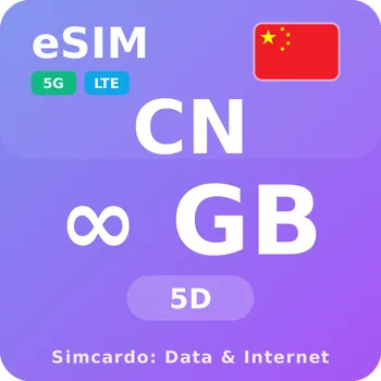 SIM karta Čína Neomezený Mobilní Internet - eSIM 5 dní datová SIM karta (esims_ULE_5D_CM_V2)
