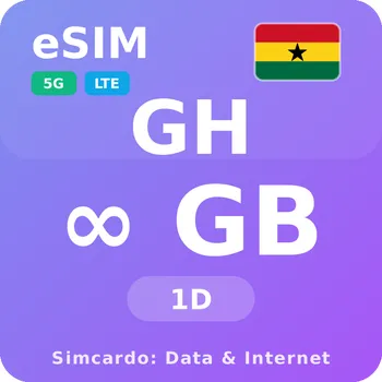 SIM karta Ghana Neomezený Mobilní Internet - eSIM 1 dní datová SIM karta (esims_ULE_1D_GG_V2)