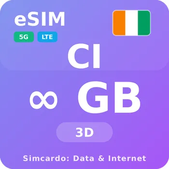 SIM karta Pobřeží slonoviny Neomezený Mobilní Internet - eSIM 3 dní datová SIM karta