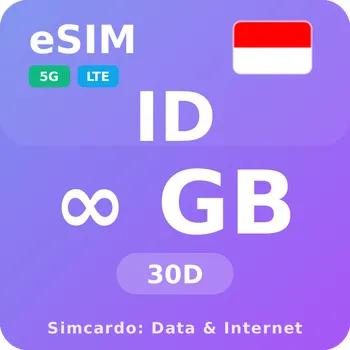 SIM karta Indonésie Neomezený Mobilní Internet - eSIM 30 dní datová SIM karta