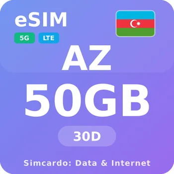 SIM karta Ázerbájdžán Mobilní Internet - eSIM 50GB 30 dní datová SIM karta