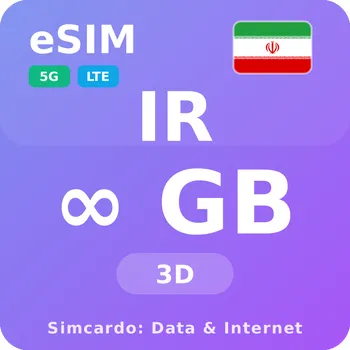 SIM karta Írán Neomezený Mobilní Internet - eSIM 3 dní datová SIM karta (esims_ULE_3D_IQ_V2)