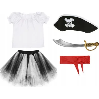 Karnevalový kostým KOSTÝM PIRÁTKA HALENKA SUKNĚ PÁS 116-128 5 dílů