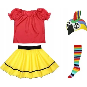 Karnevalový kostým PAPOUŠÍ KOSTÝM , PTÁČEK KLOBOUKY, HALENKY A SUKNĚ 98-110