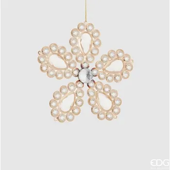 Vánoční ozdoba Vánoční závěsná ozdoba květina champagne, 13 cm