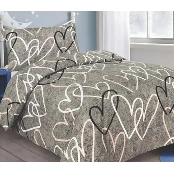 Povlečení Jahu Modern House Srdce mikrosaténové povlečení Rozměr: 1x 70 x 90 a 1x 140 x 200 cm